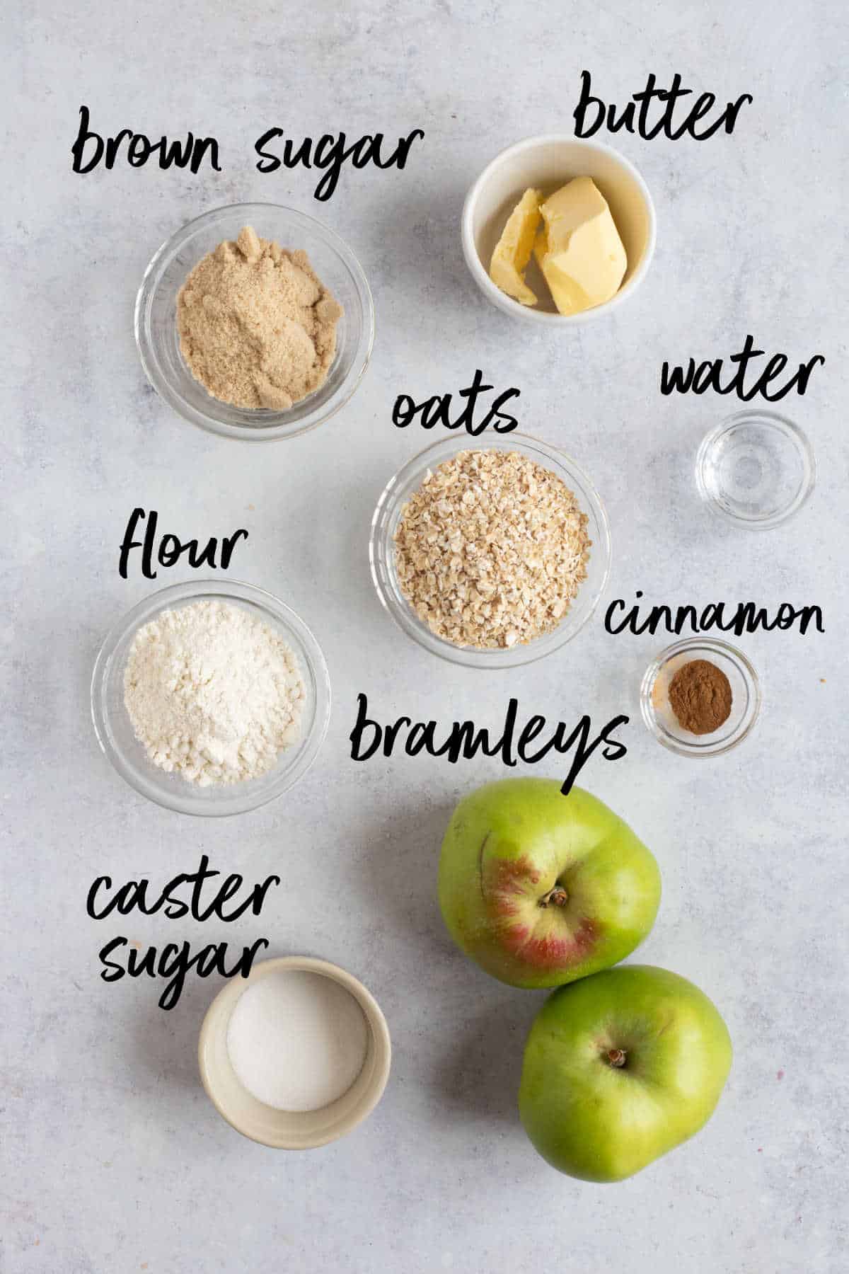 Ingredients for air fryer apple crumble