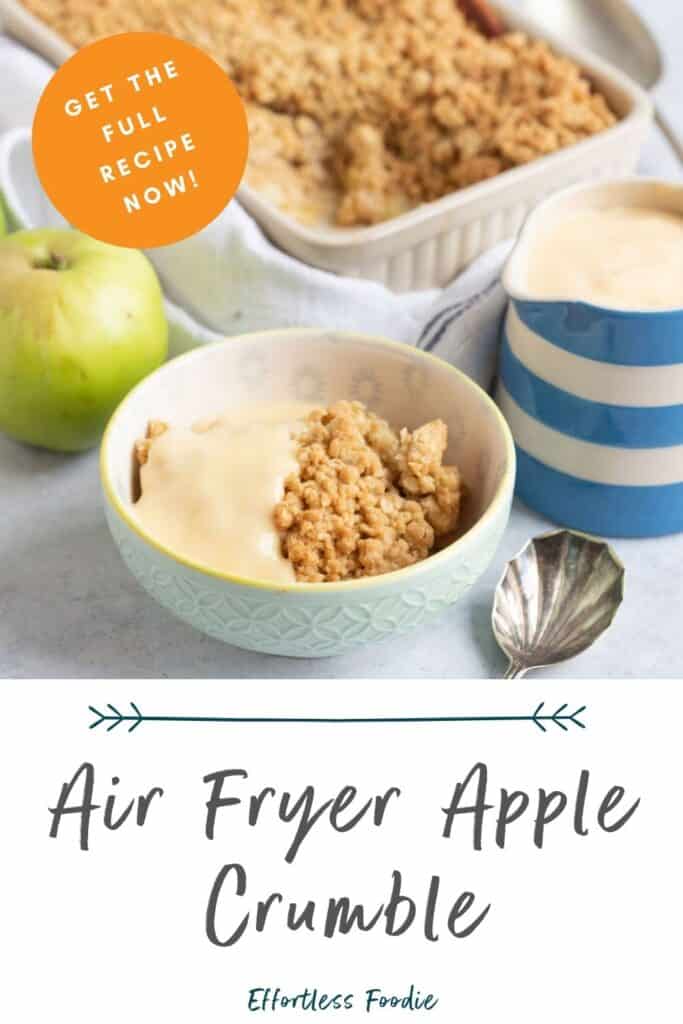 Air fryer apple crumble in a bowl.
