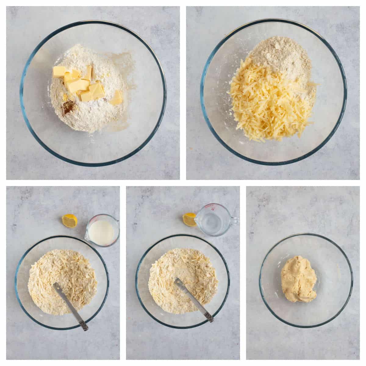 Scone dough in a mixing bowl.