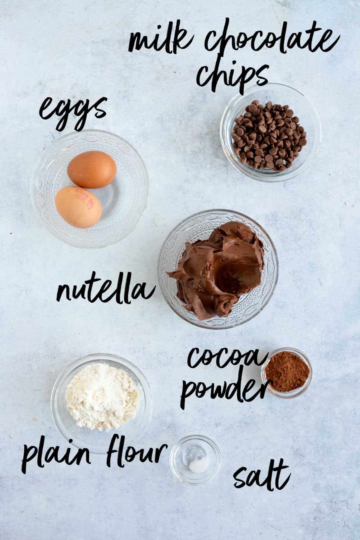 Ingredients for air fryer brownies.