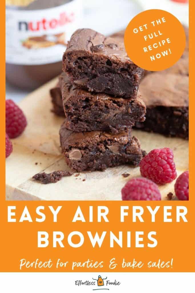 Air fryer brownies pin image.