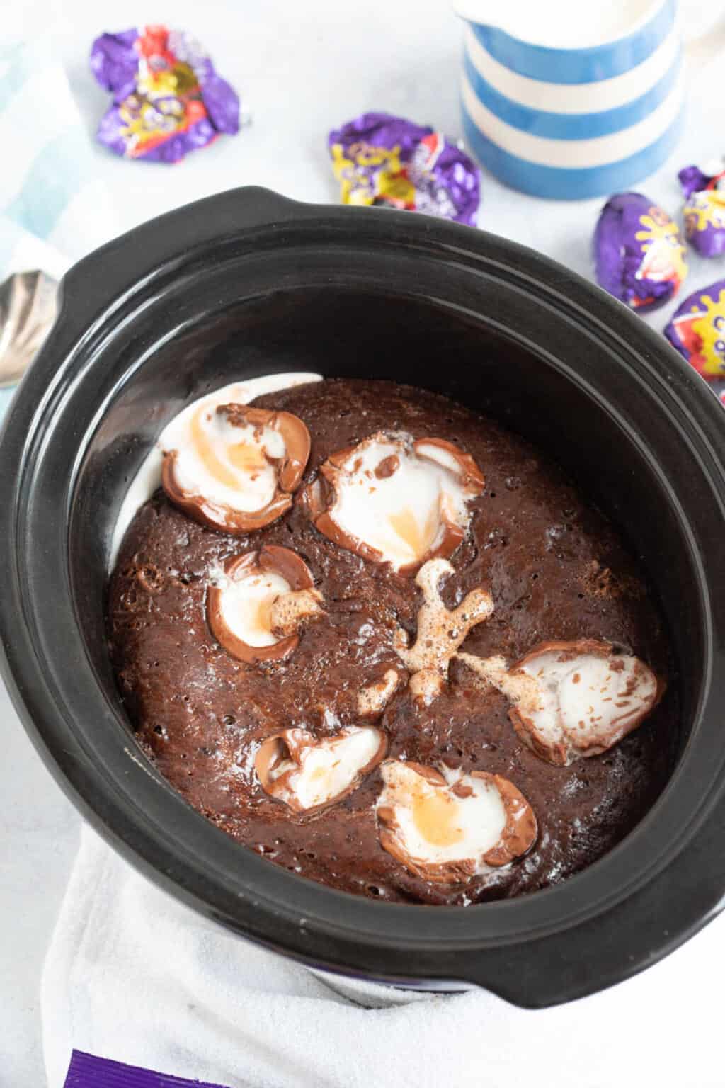 Slow Cooker Chocolate Creme Egg Pudding Effortless Foodie