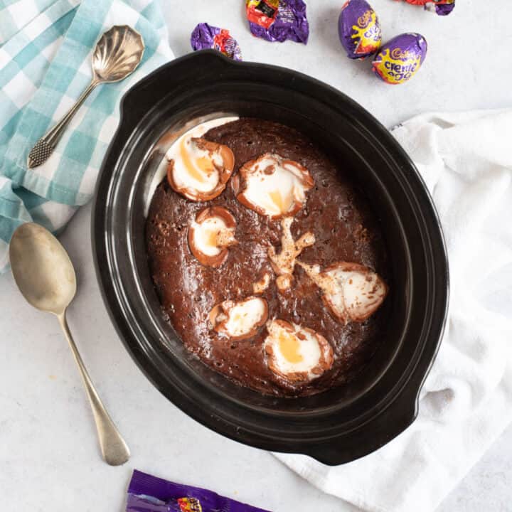 Slow Cooker Chocolate Creme Egg Pudding Effortless Foodie