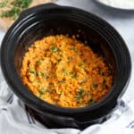 Red lentil dahl in a slow cooker.