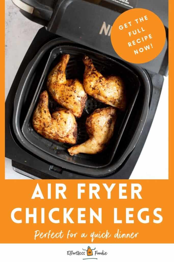 Air fryer chicken legs pin image.