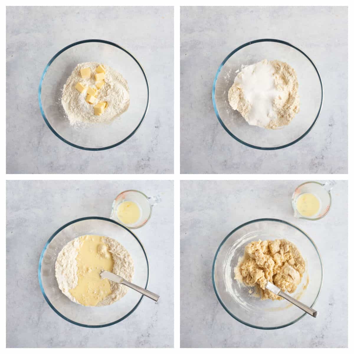 Making the scone dough in a large mixing bowl.