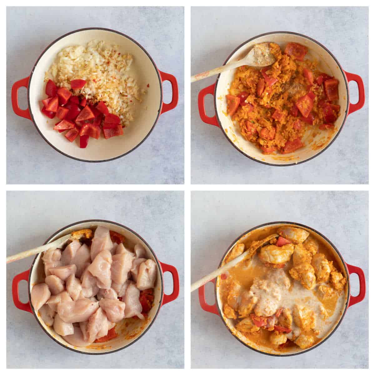 Step by step instruction collage for making the curry.