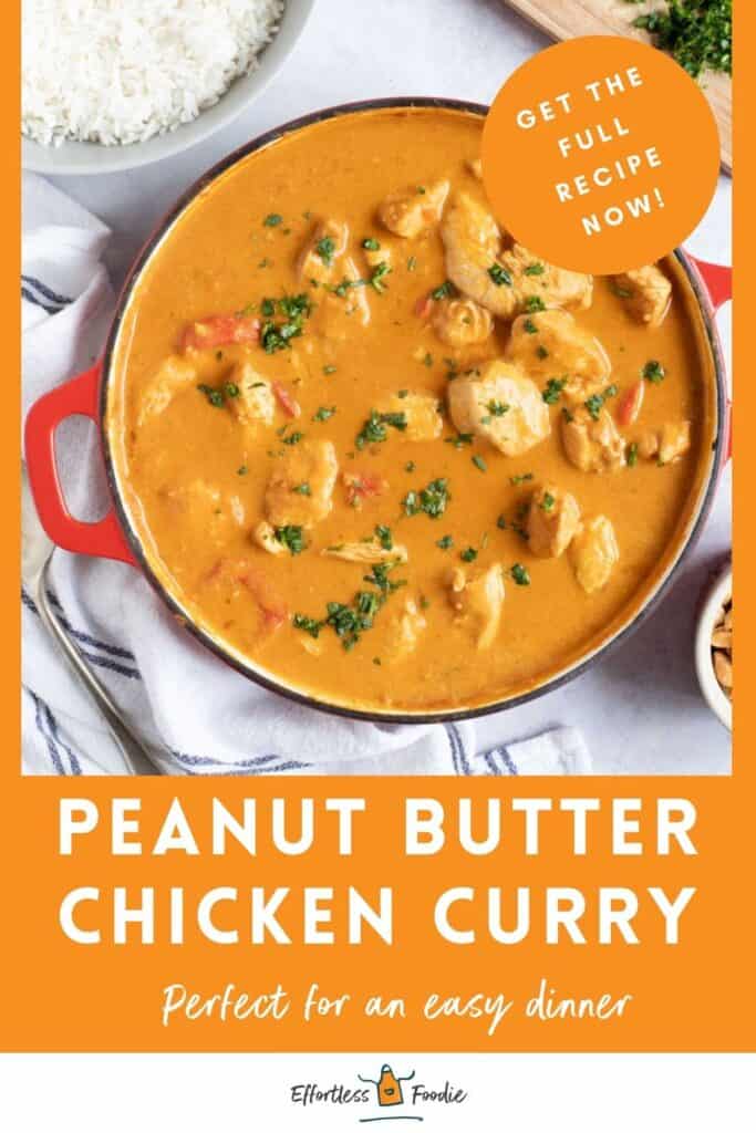 Peanut butter chicken curry pin image.