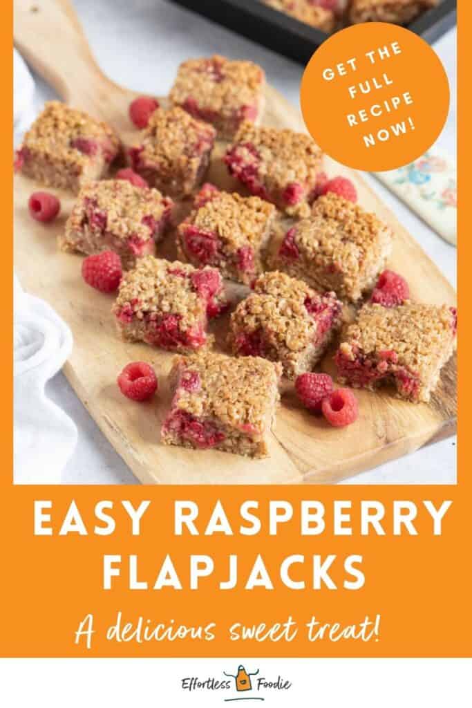 Raspberry flapjacks pin image.