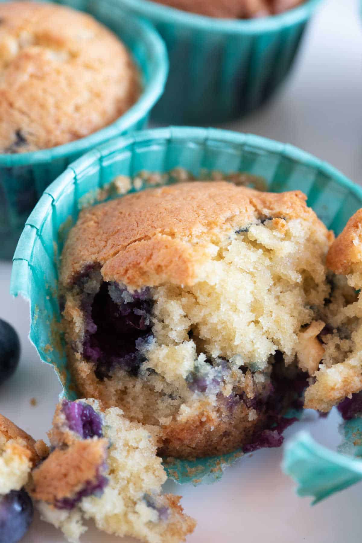 Tender crumb of an air fryer muffin.