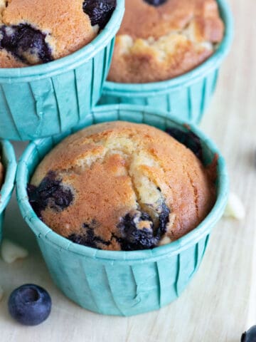 Air fryer muffins with blueberries.