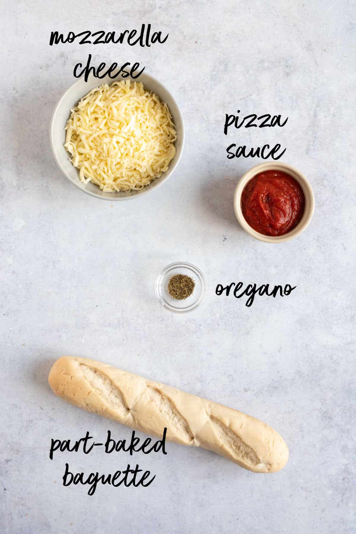 Ingredients for air fryer French bread pizza.