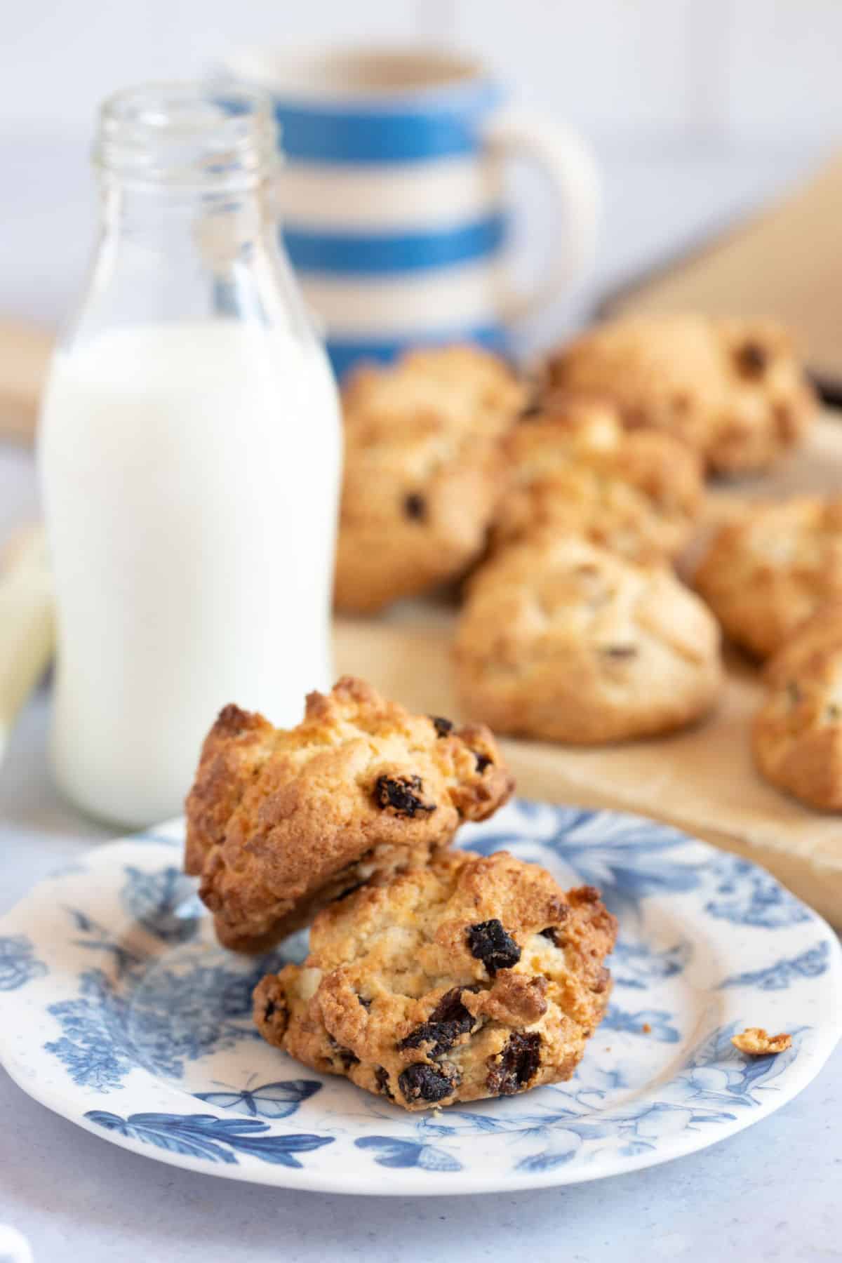 Two rock cakes on a plate.