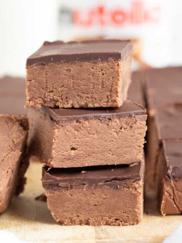 A stack of no bake chocolate Nutella bars.