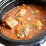Chicken chasseur in slow cooker.