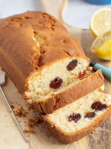 Air fryer cherry Madeira cake.