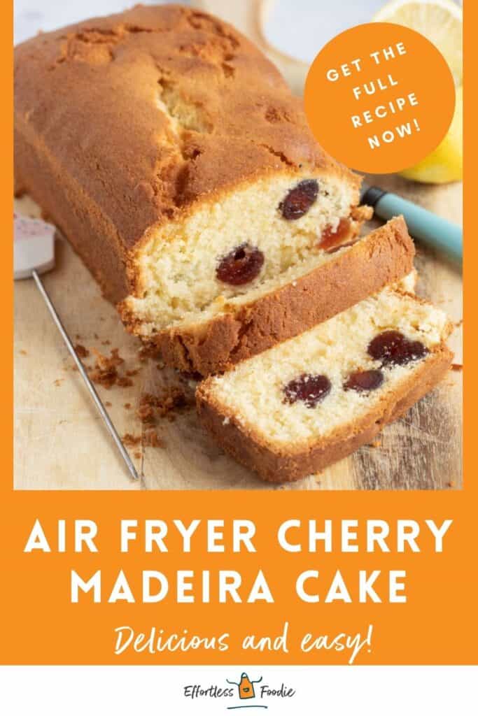 Air fryer Madeira cake pin image.