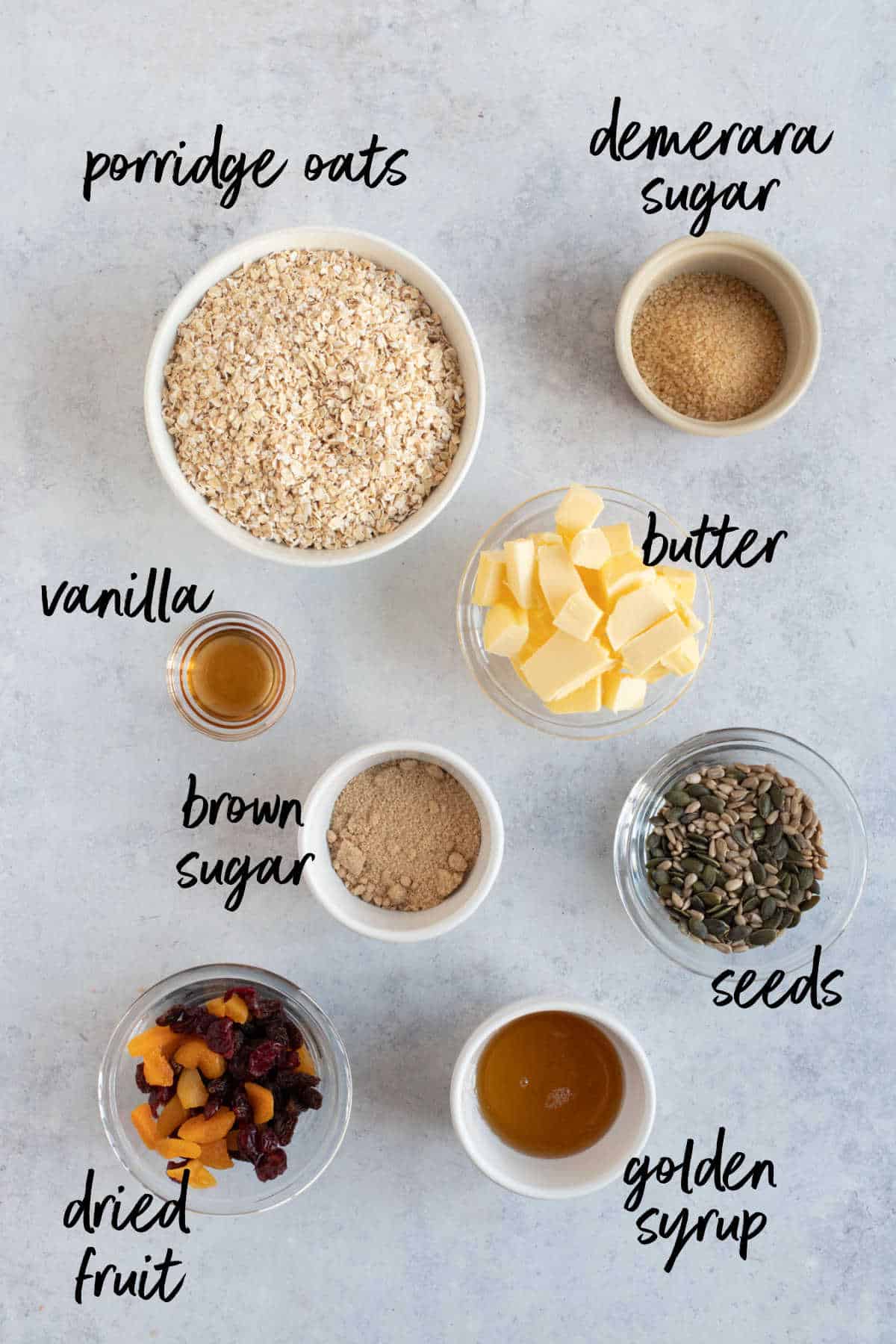 Ingredients for granola bars.
