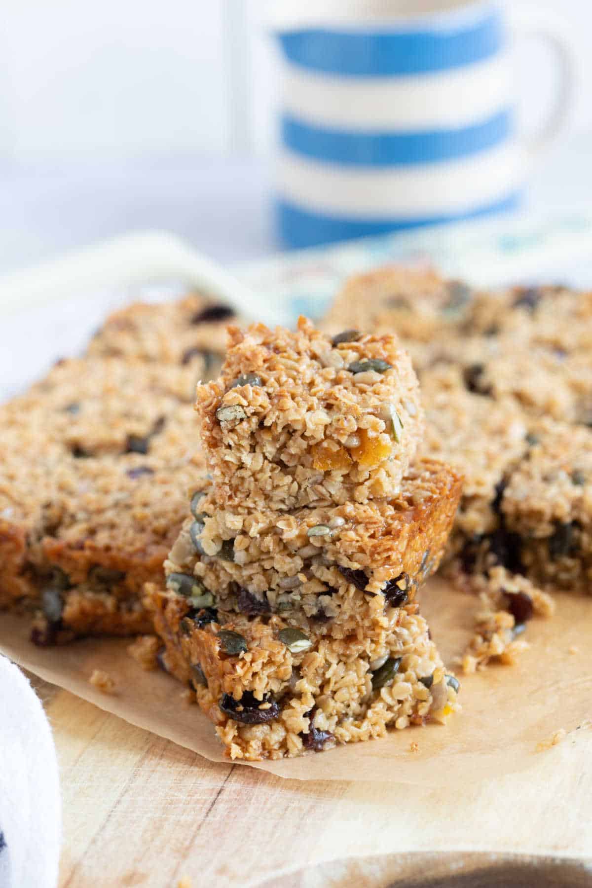 A stack of homemade granola bars