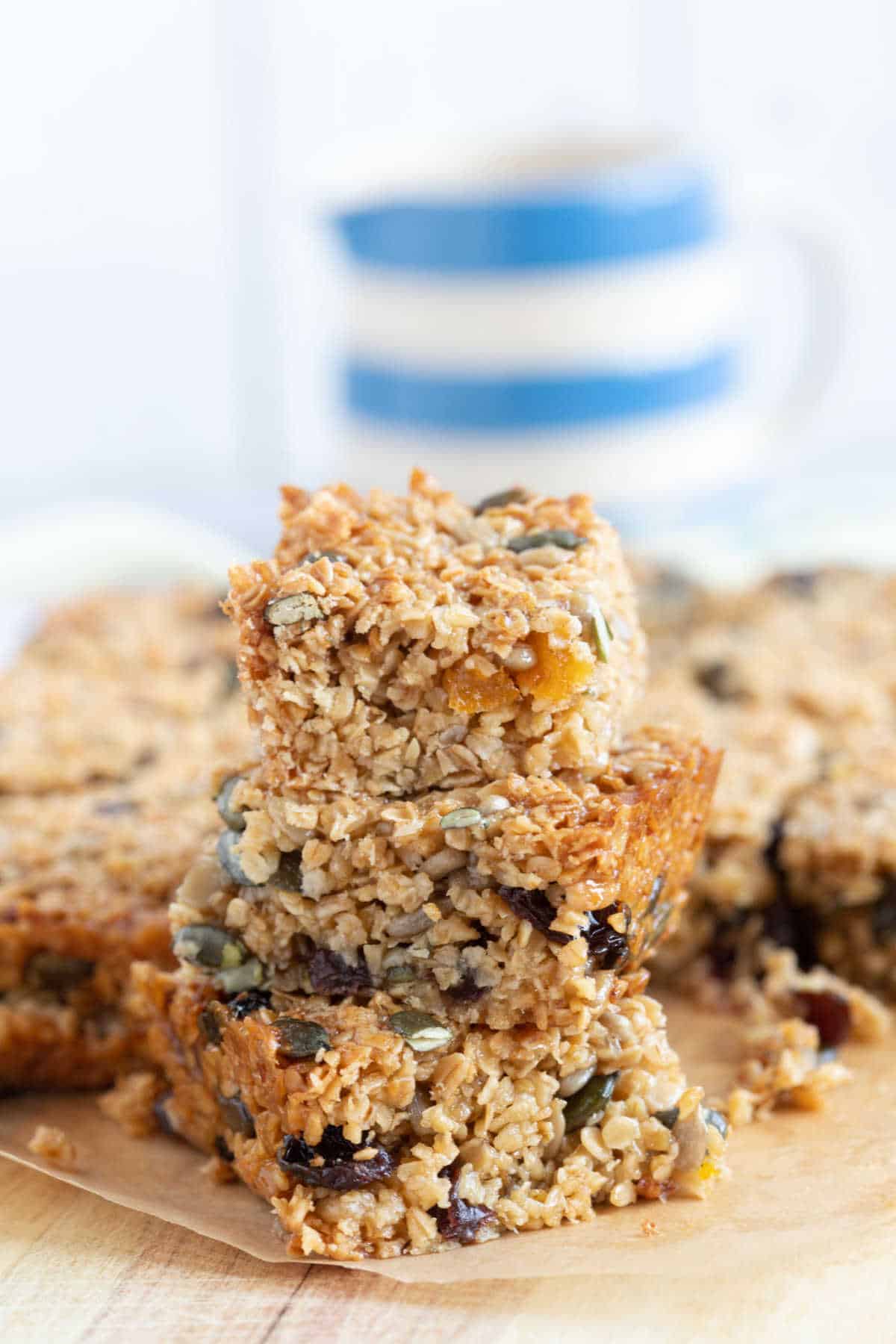 A stack of homemade granola bars.