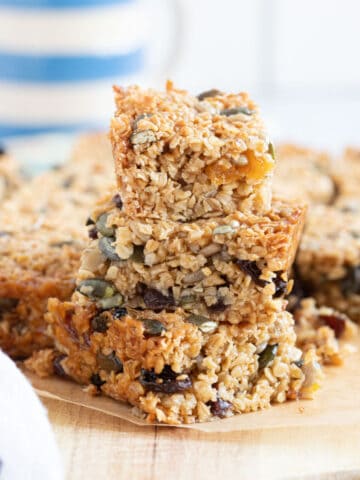 A stack of homemade granola bars.