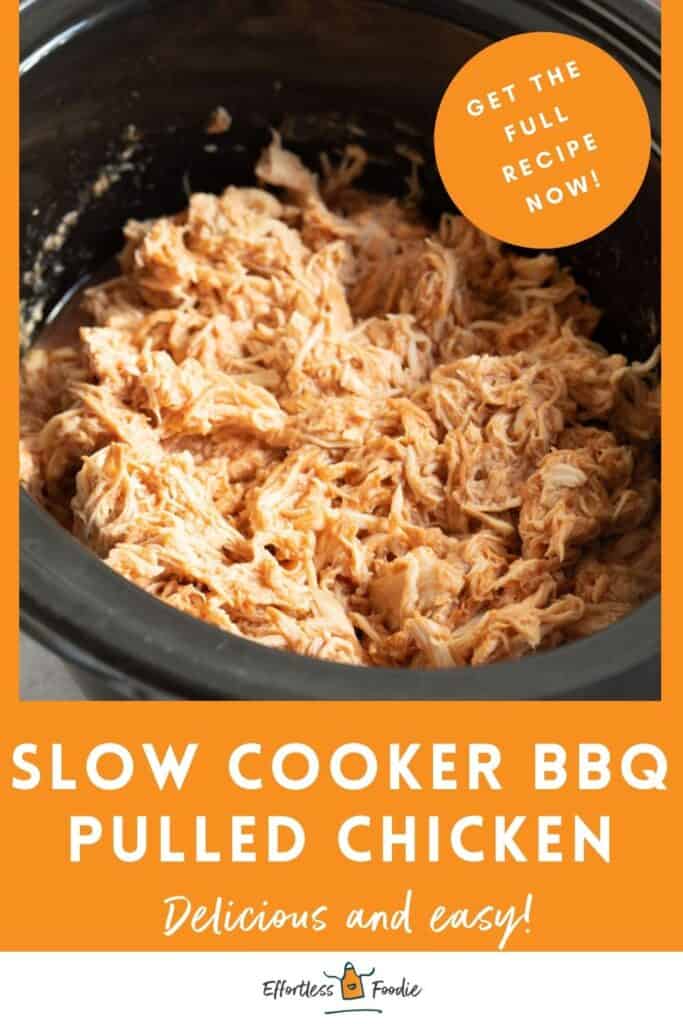 Slow cooker pulled chicken pin image.