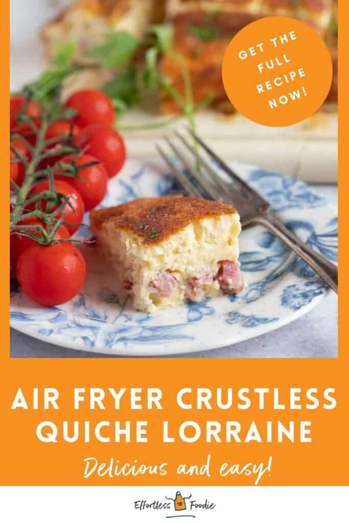 Air fryer crustless quiche pin image.