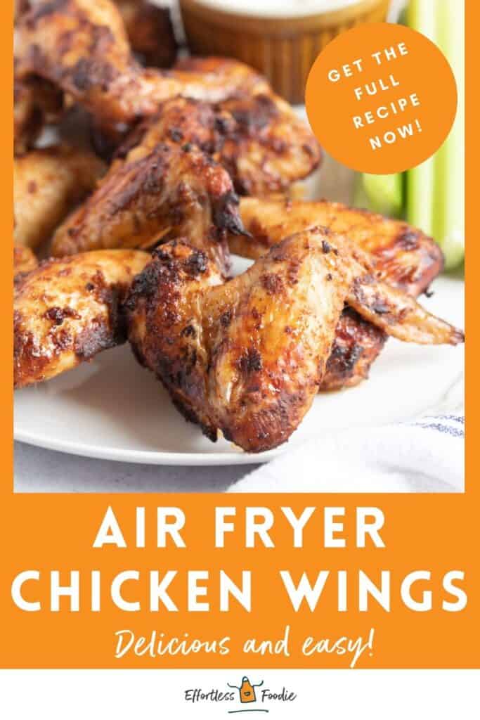 Air fryer chicken wings pin image.