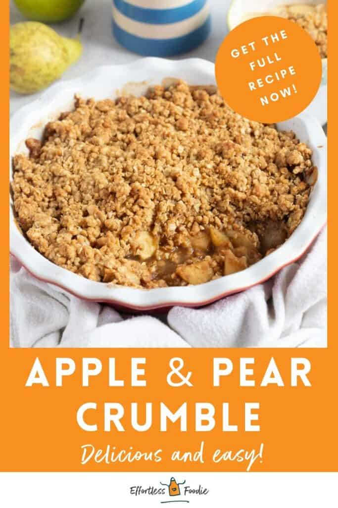 Apple and pear crumble pin image.