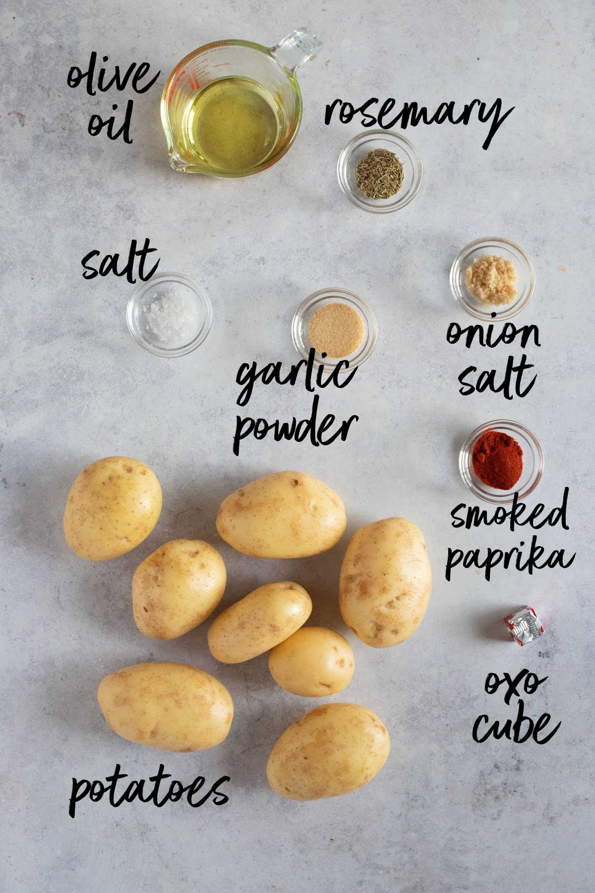 Ingredients for slow cooker roast potatoes.