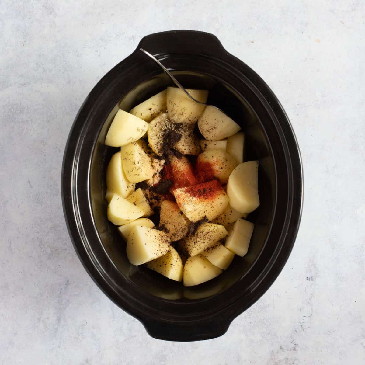 Potatoes in a slow cooker.
