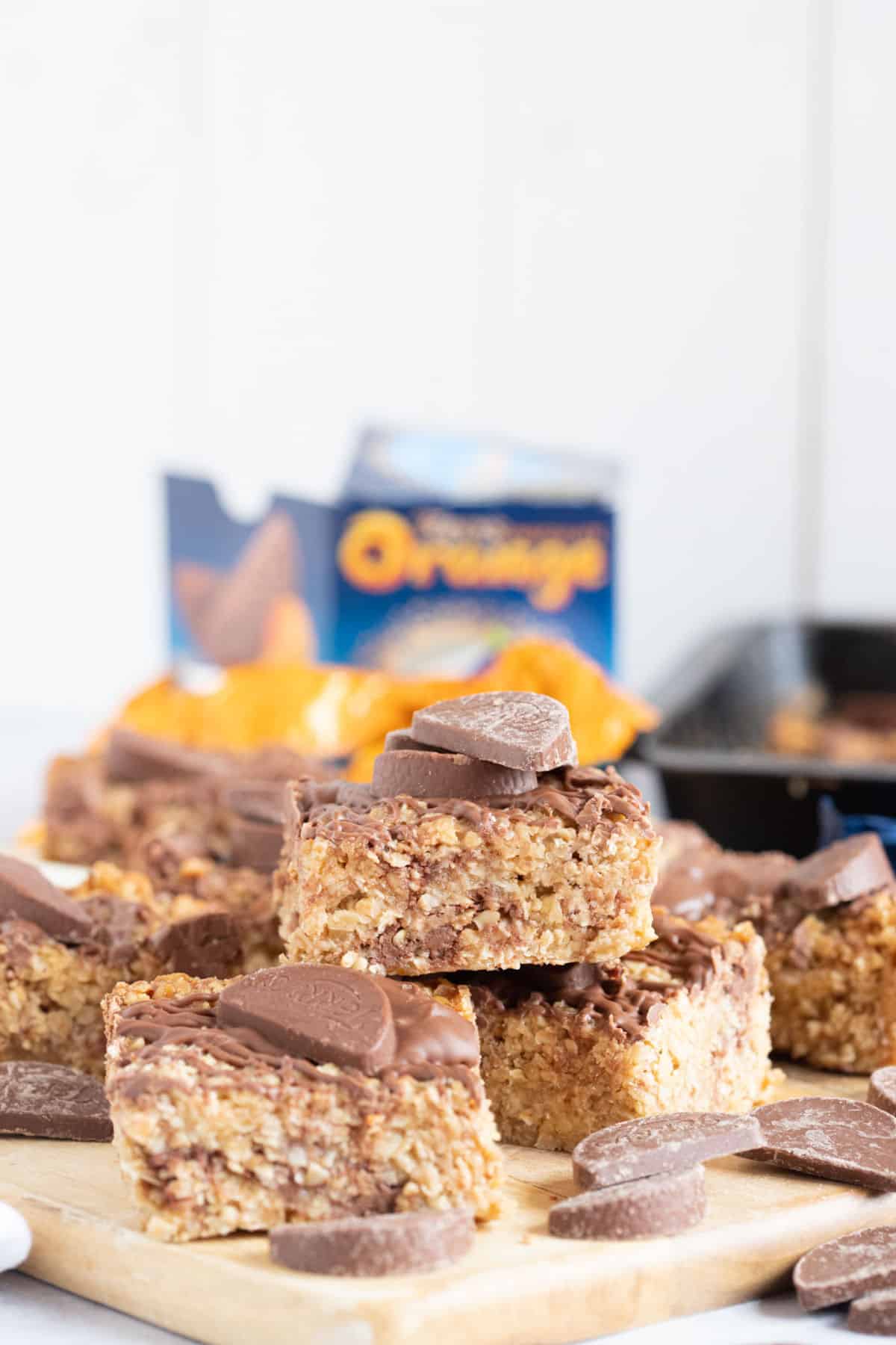 A stack of Terry's Chocolate Orange flapjacks.