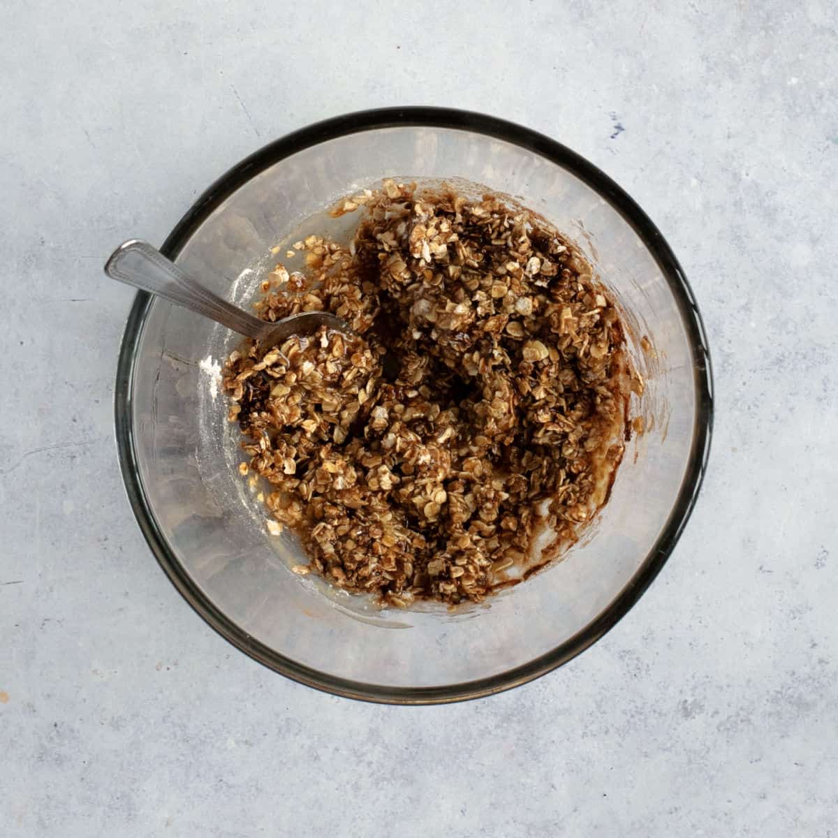 Crumble topping mixed up in a bowl.