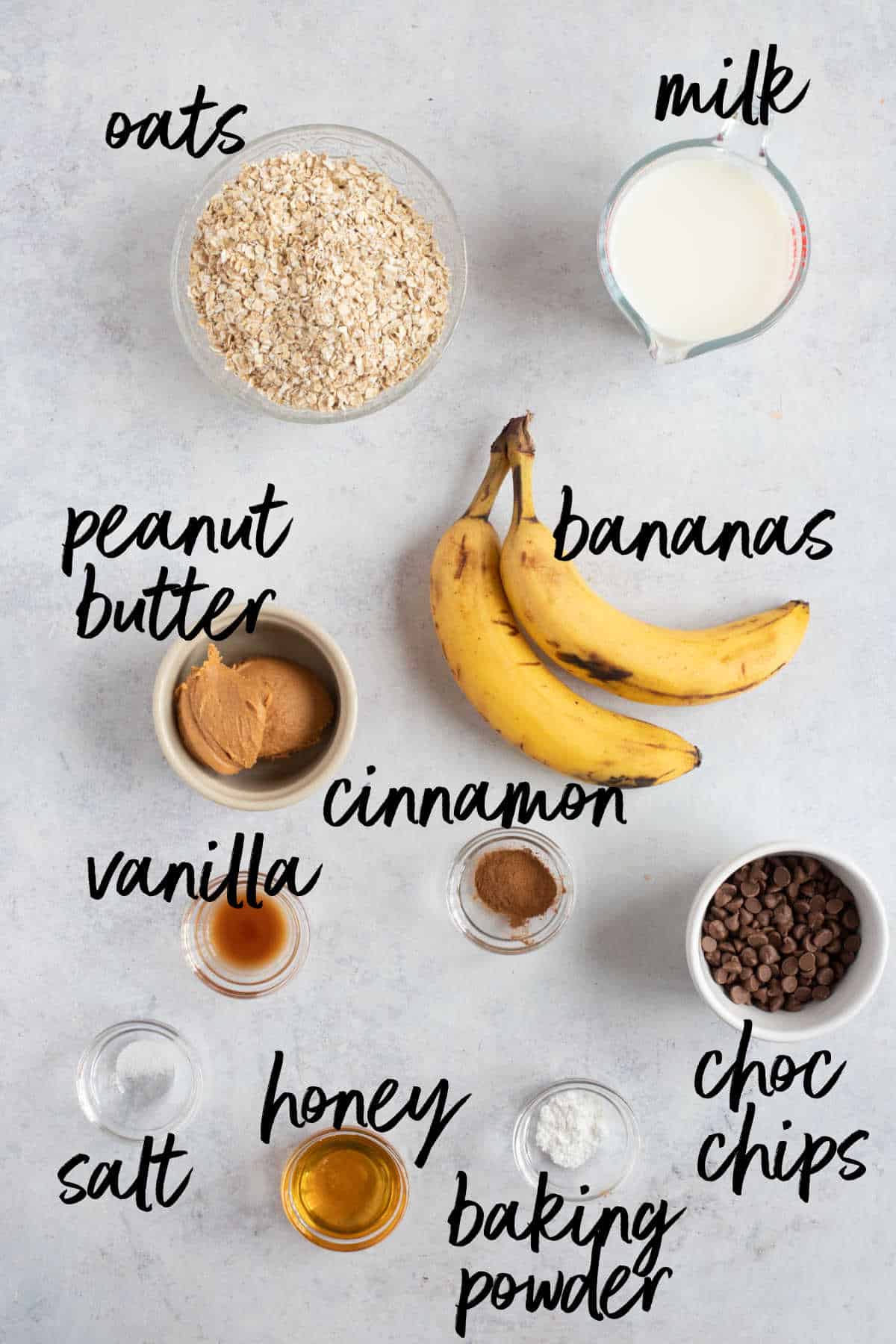 Ingredients for air fryer baked oats.