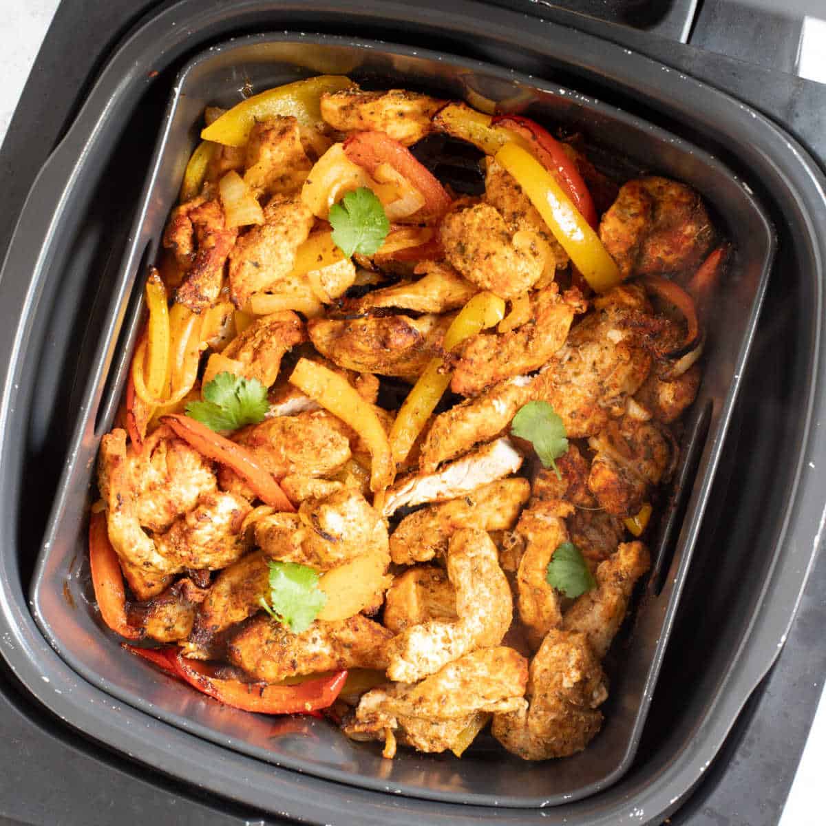 Chicken fajitas in air fryer.