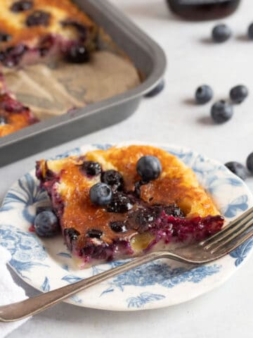 Air fryer pancakes with blueberries.