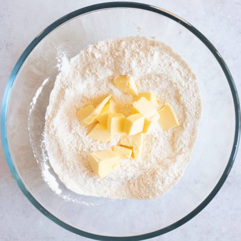 Butter and flour in a bowl.