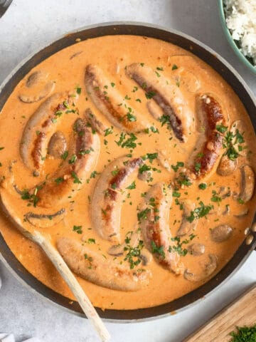 Sausage stroganoff.