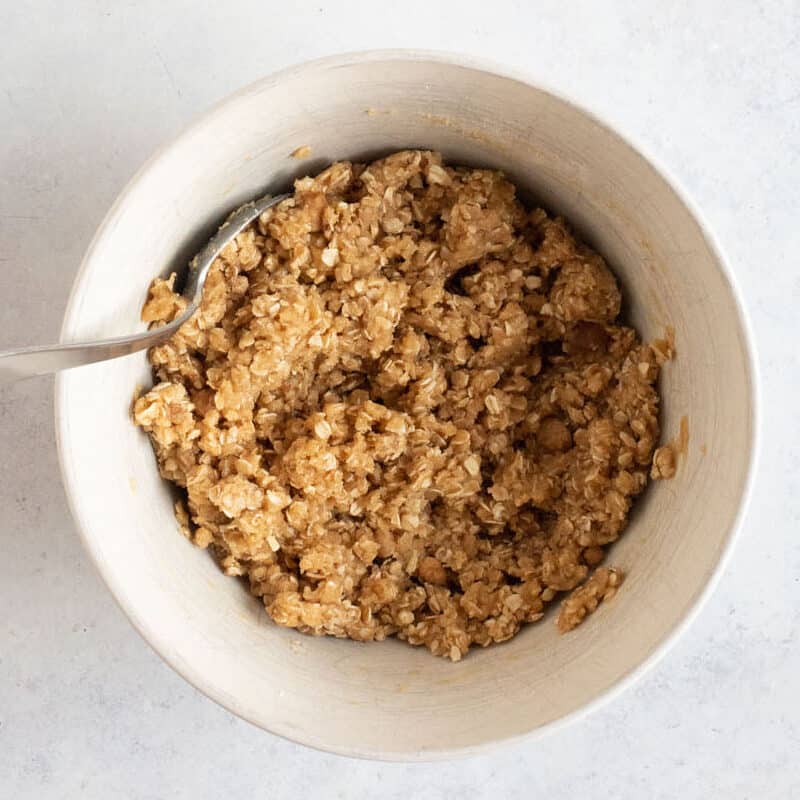 Crumble topping in a bowl.