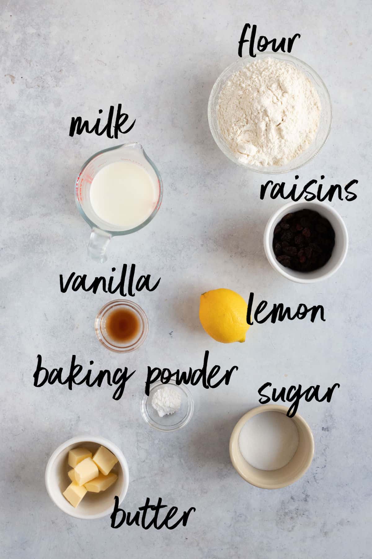 Ingredients for air fryer fruit scones.