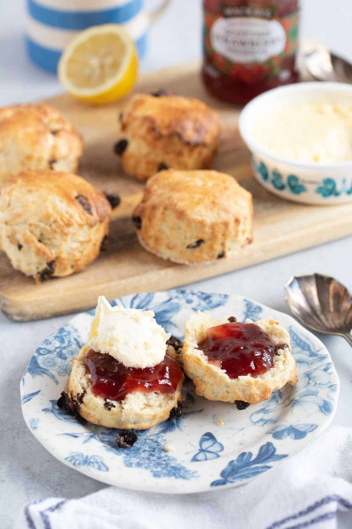 Fruit scones on a plate.