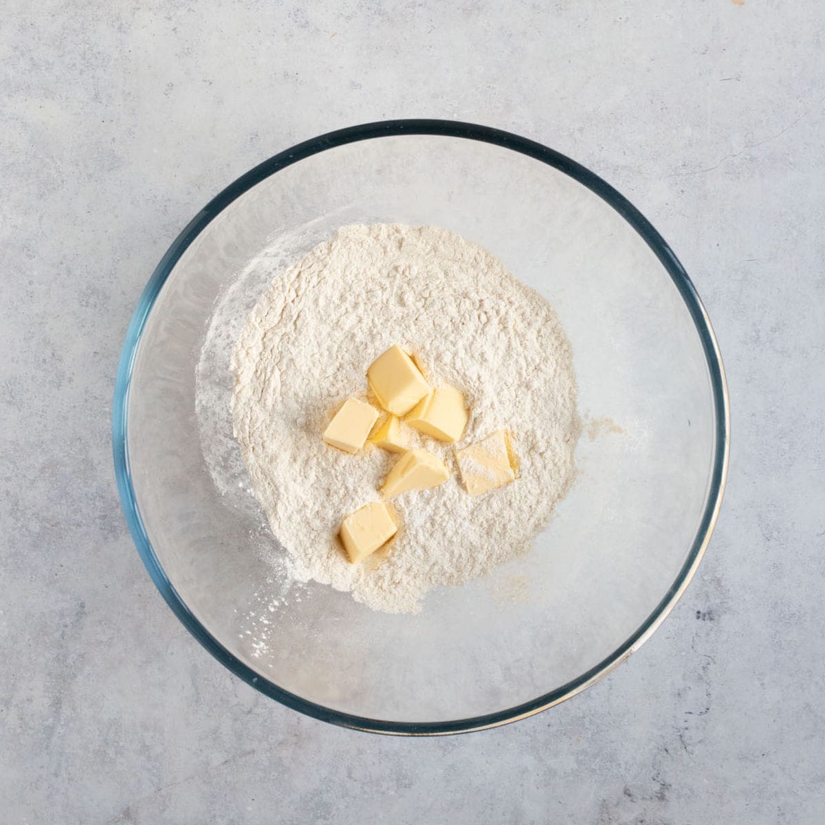 Butter and flour in a bowl.