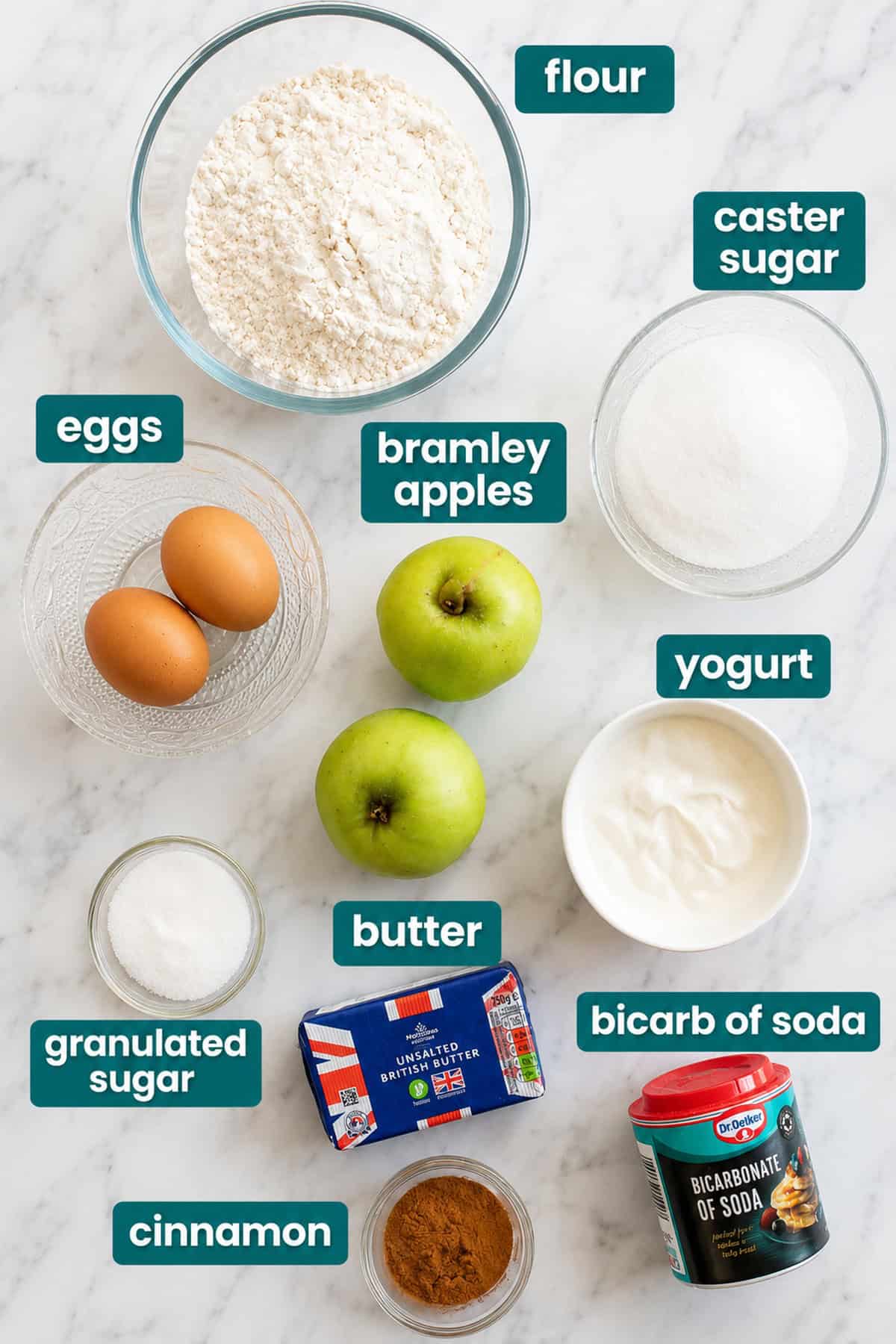 Ingredients for apple muffins.
