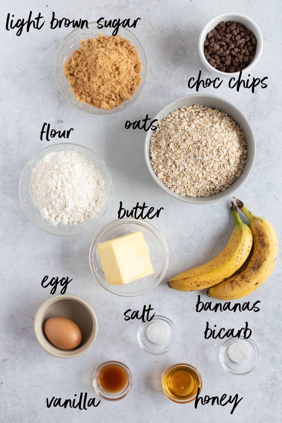 Ingredients for banana oat cookies.