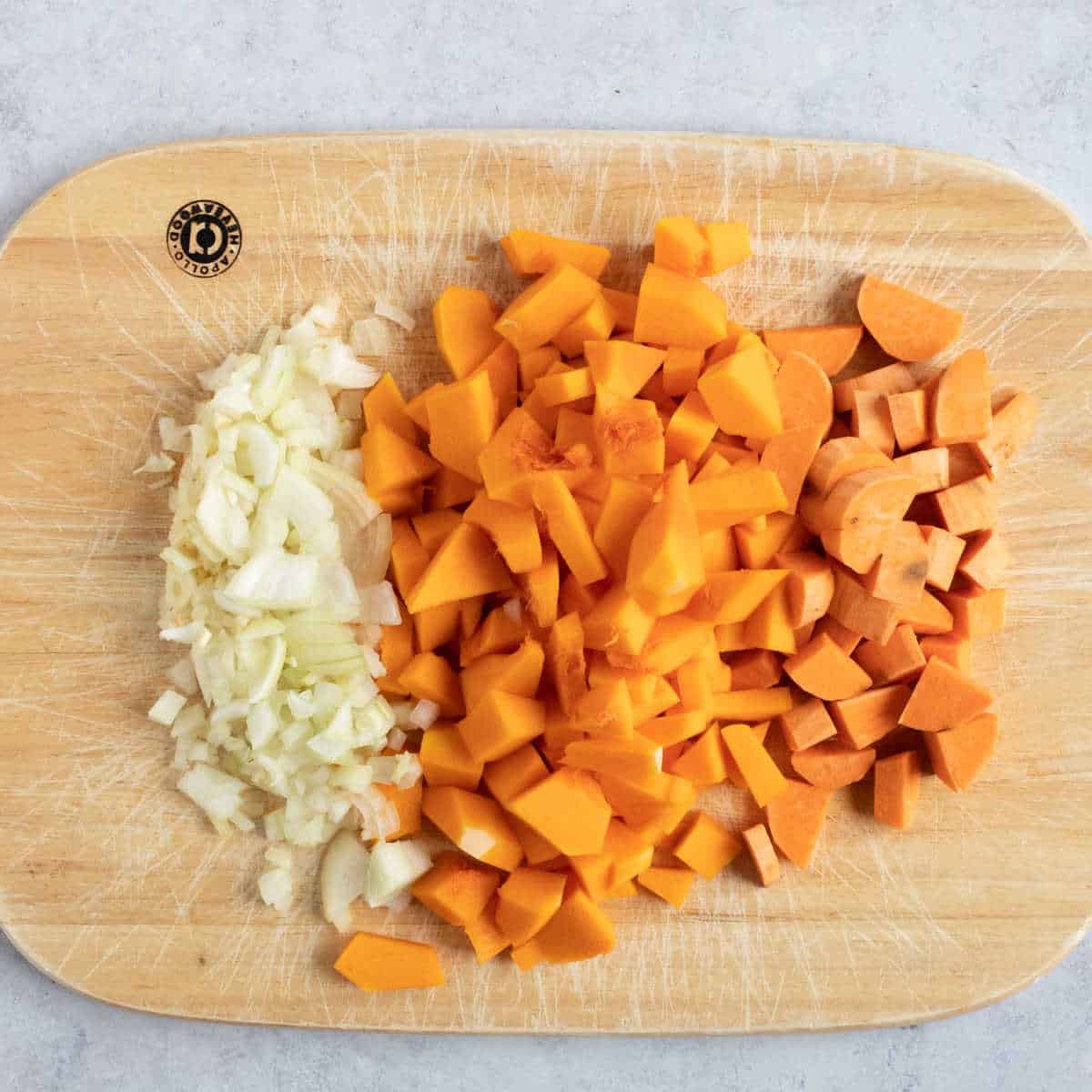 Chopped vegetables.