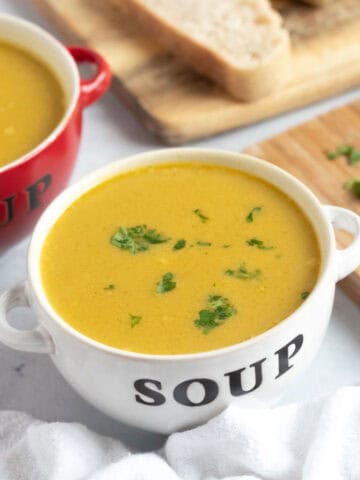 A bowl of leftover chicken soup.