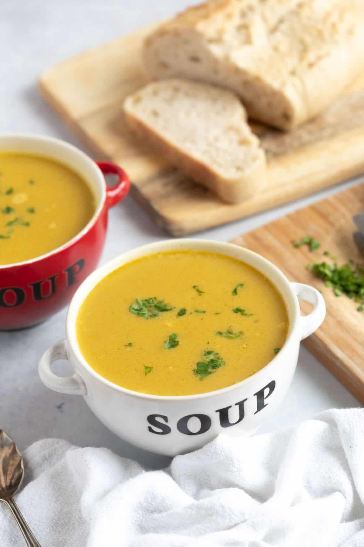 A bowl of leftover chicken soup.