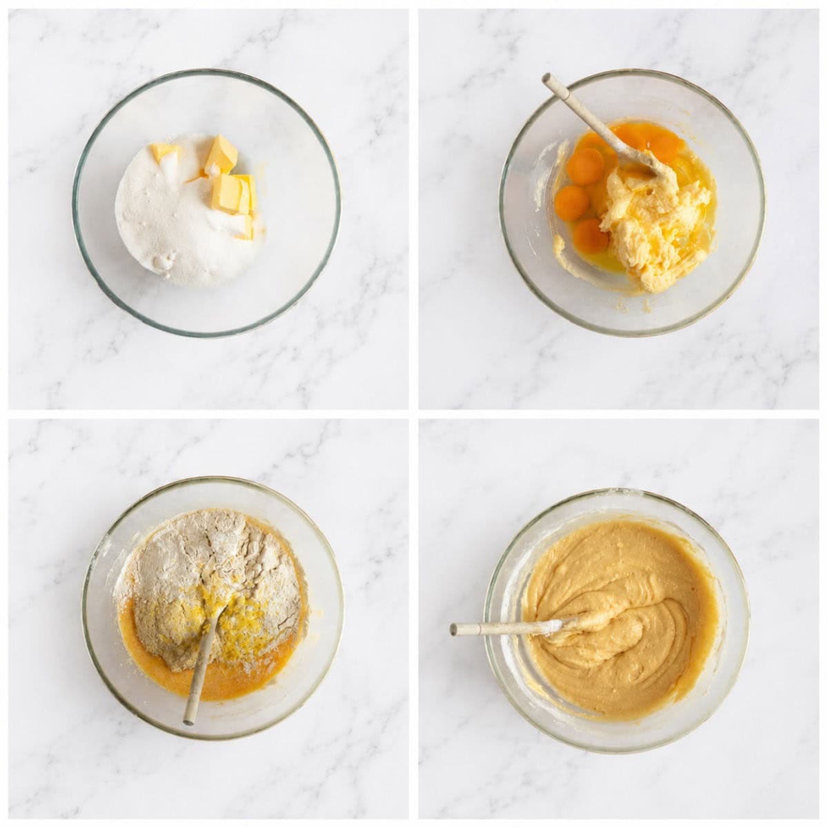 Process collage for making cake batter.