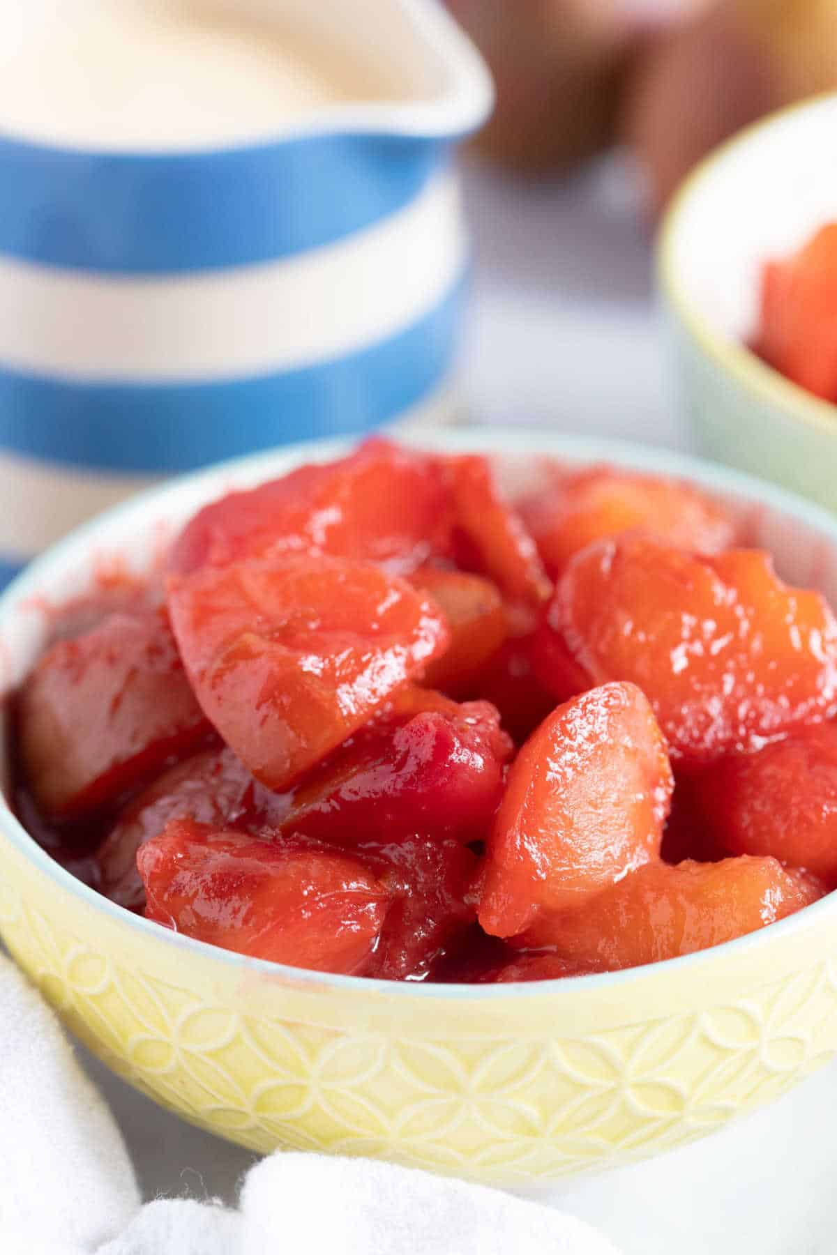Plum compote in a bowl.