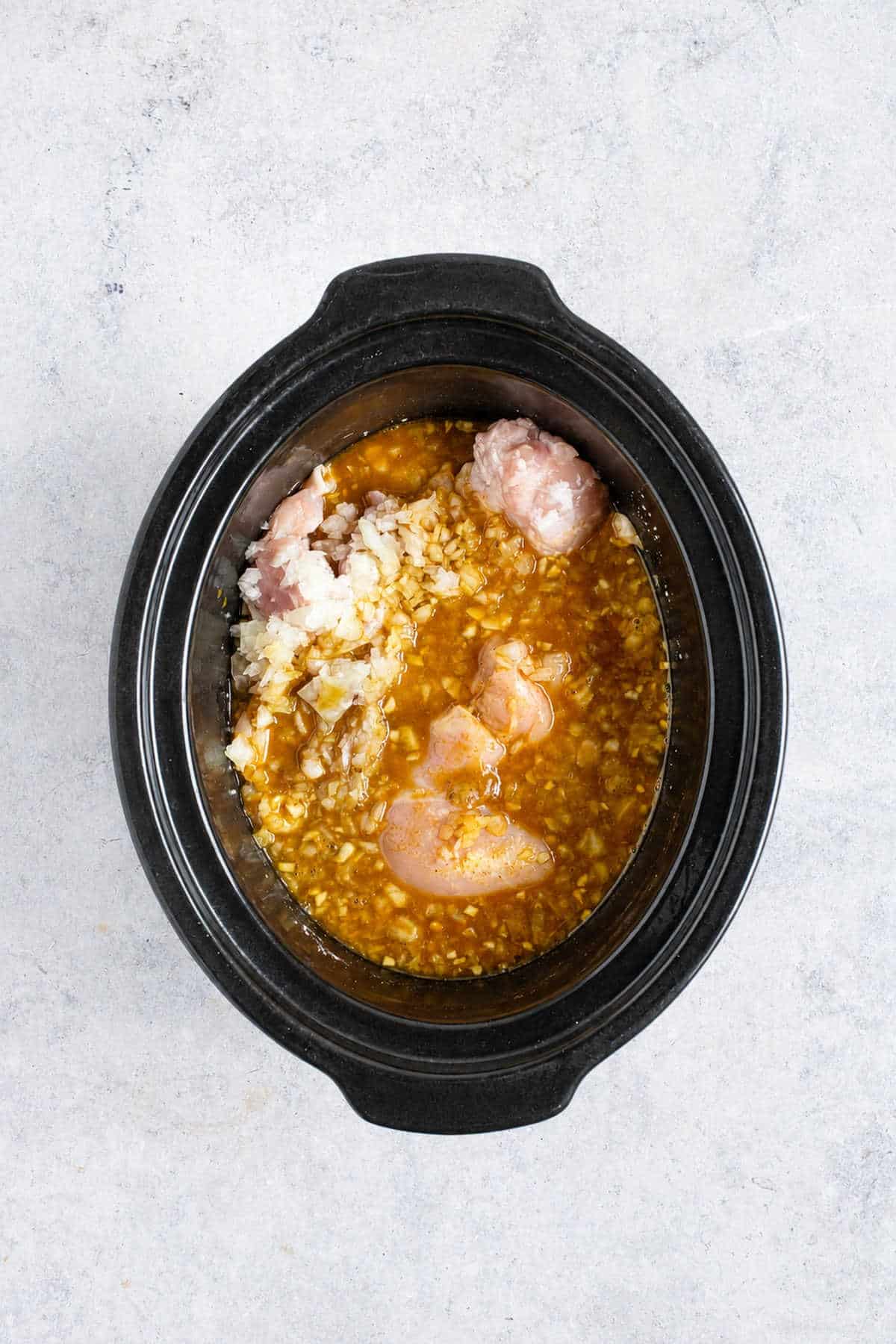 Slow cooker chinese chicken curry in slow cooker.